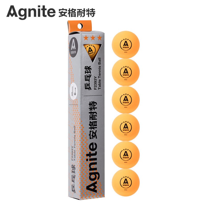 安格耐特（Agnite）乒乓球3星級(jí)6只裝 黃色40mmF2393Y比賽用